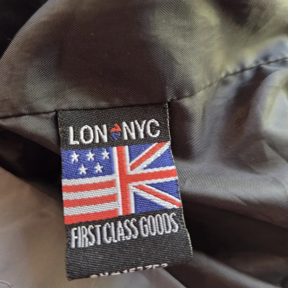 LON NYC Across The Pond Men's L Jacket Black White Gray Windbreaker Full Zip EUC - Picture 5 of 6